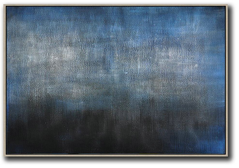 Contemporary Wall Art,Oversized Horizontal Contemporary Art,Canvas Artwork For Sale,Dark Blue,Grey,Black.Etc